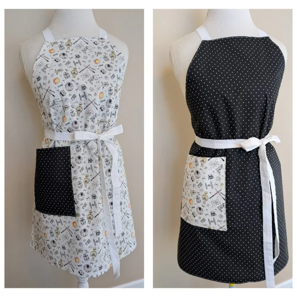NWT Handmade Reversible Apron - Star Wars and polka dots - One Size - OOAK